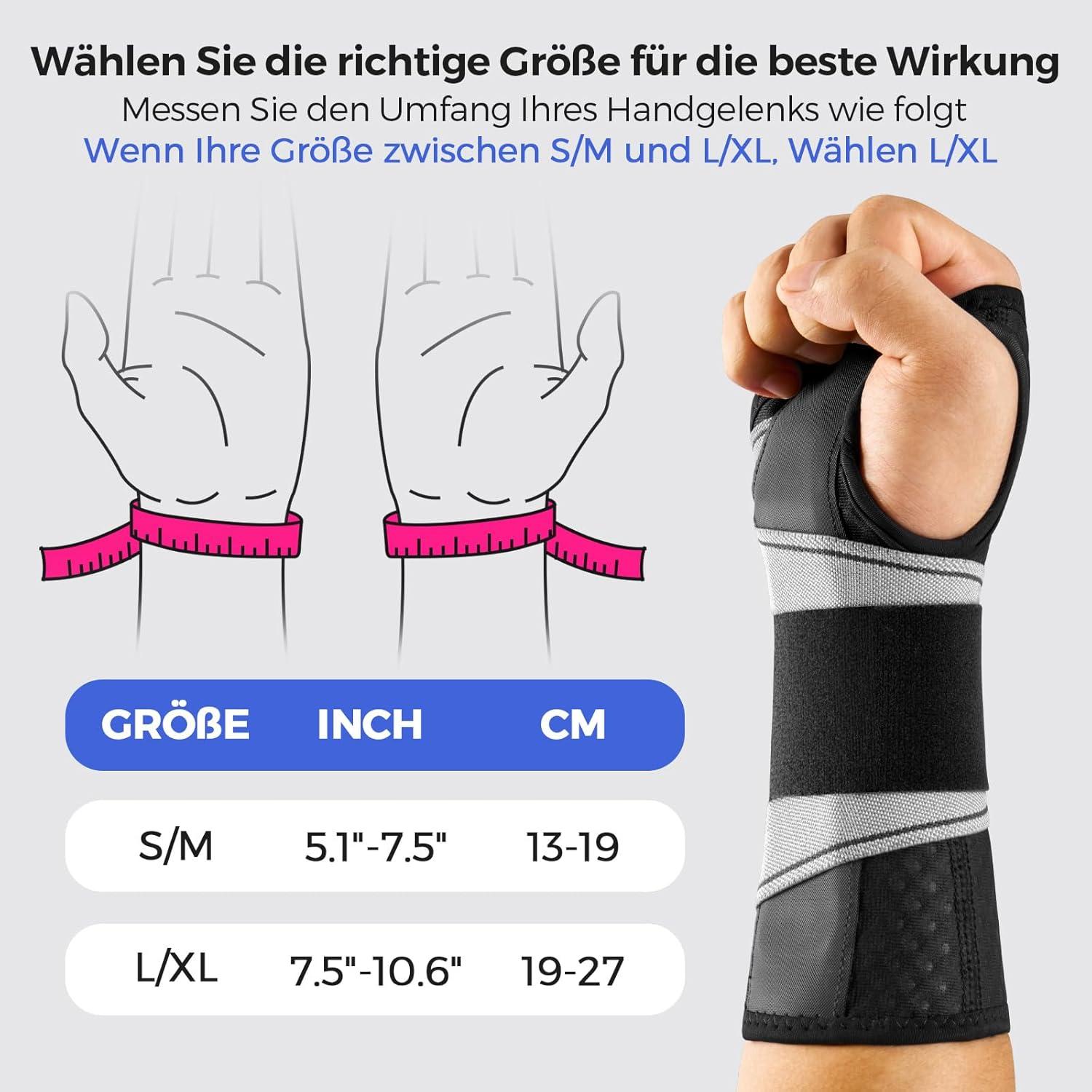 Leicht-Passform Handgelenkstütze mit Bionisch Karpaltunnel Schiene und