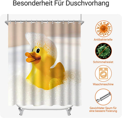 Lerores Duschvorhang Gelbe Ente 150x180cm Antischimmel Textil