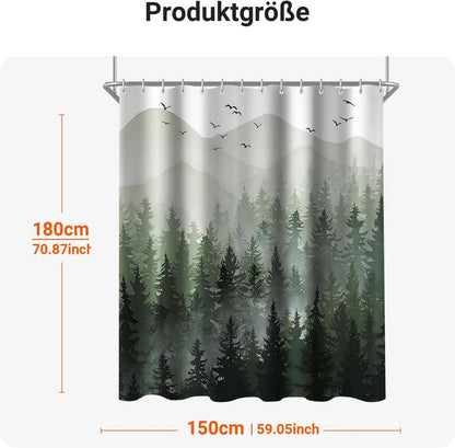 Duschvorhang Wald Antischimmel Textil 150x180cm 8 Ösen