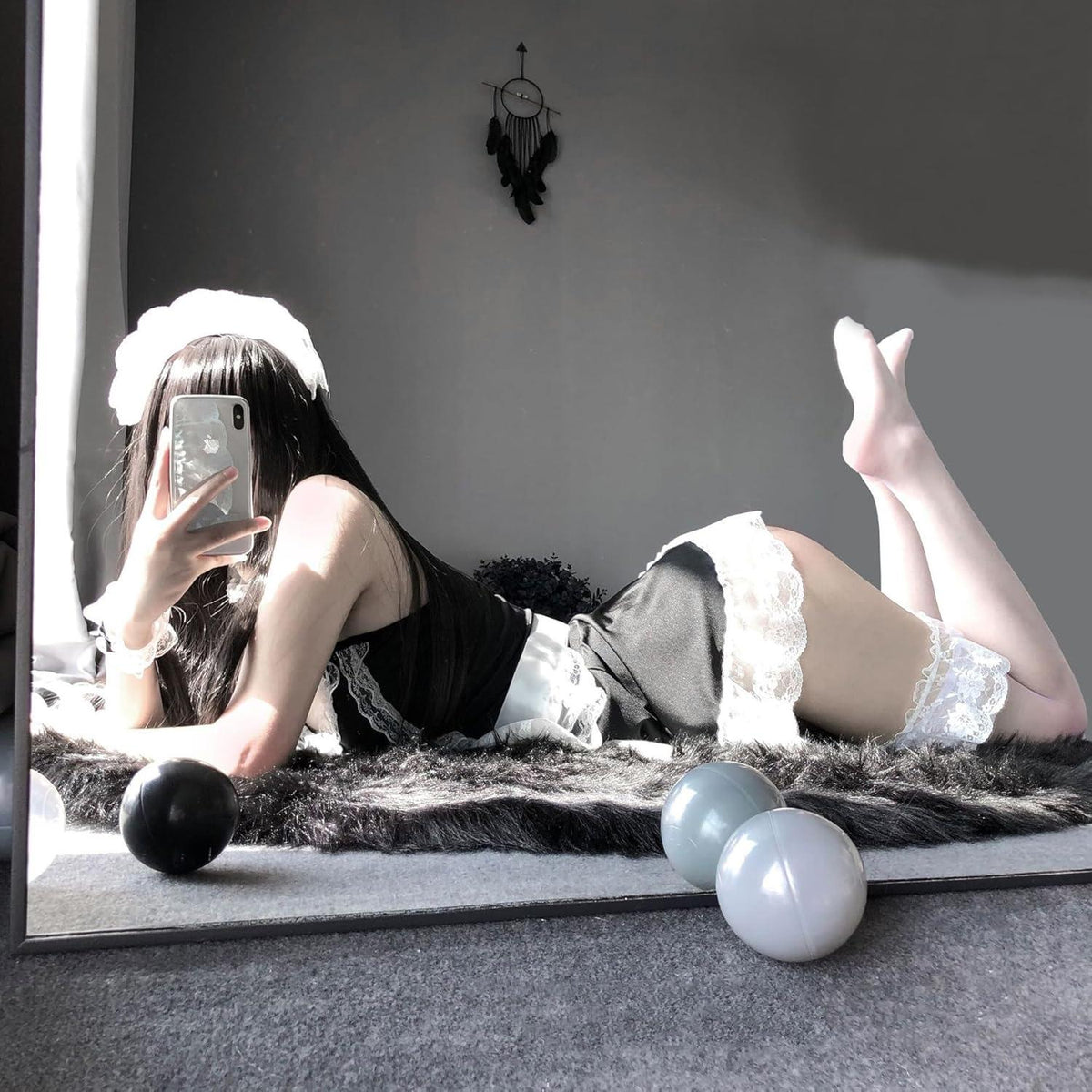 TUYMNI Halloween Dienstmädchen Kostüm Maid Outfit mit Zubehör