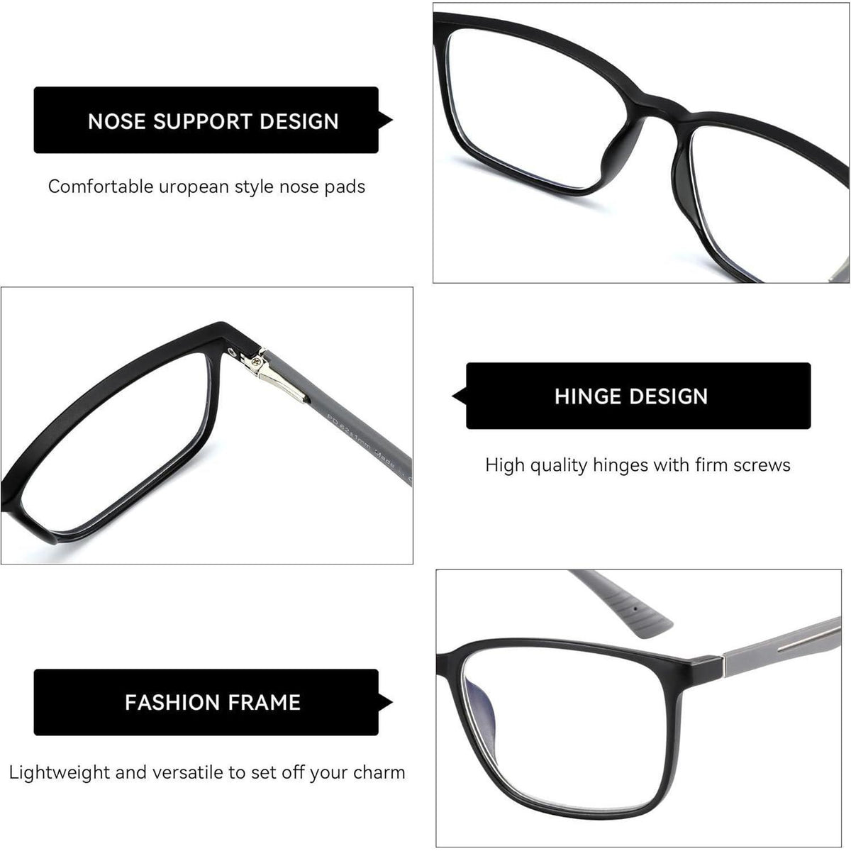 Blaulichtfilter Lesebrille Herren Eckig mit Dioptrien