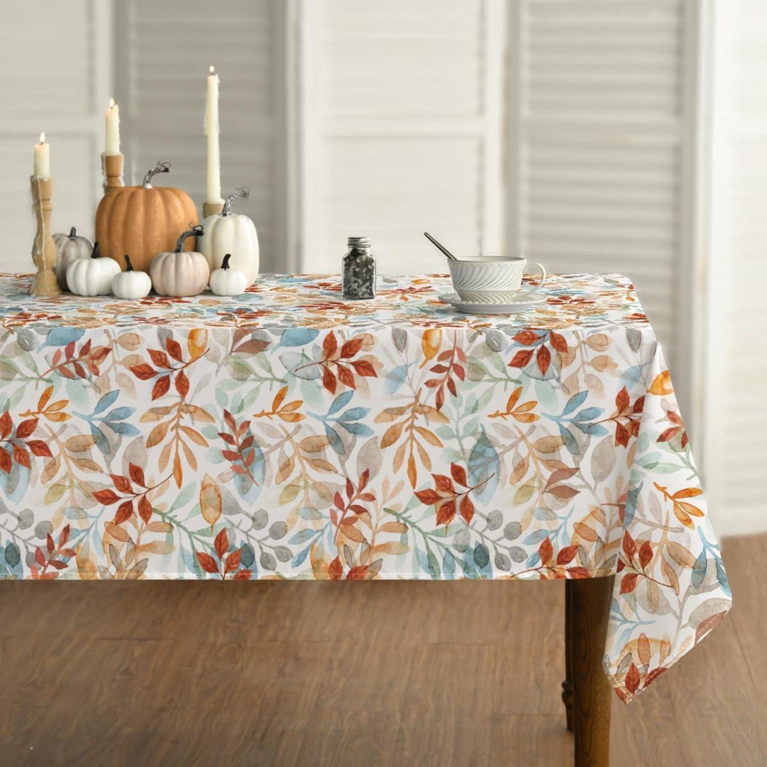 Herbst Blätter Tischdecke mit Fleckschutz 140x220 cm Rot