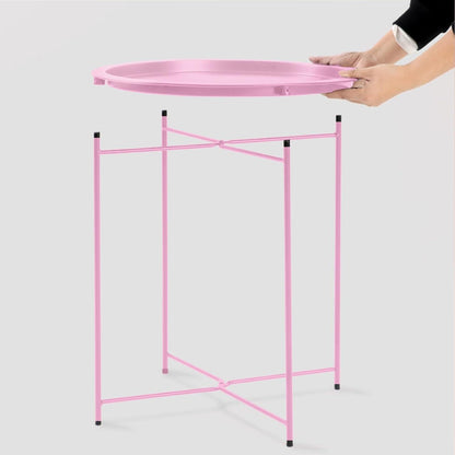 Runder Beistelltisch Metall Rosa Stauraum modern Wohnzimmer Schlafzimmer