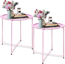 Runder Beistelltisch Metalltablett für Wohnzimmer, Balkon 2er Set