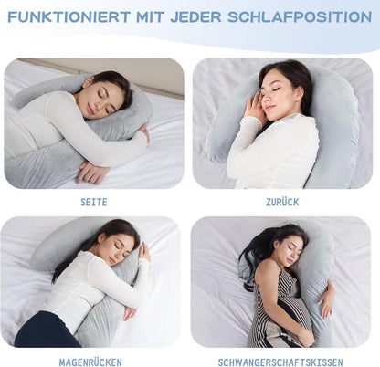 SAHEYER 3-Förmiges Körperkissen 173 cm Memory-Schaum Grau Taille Hüften Bauch