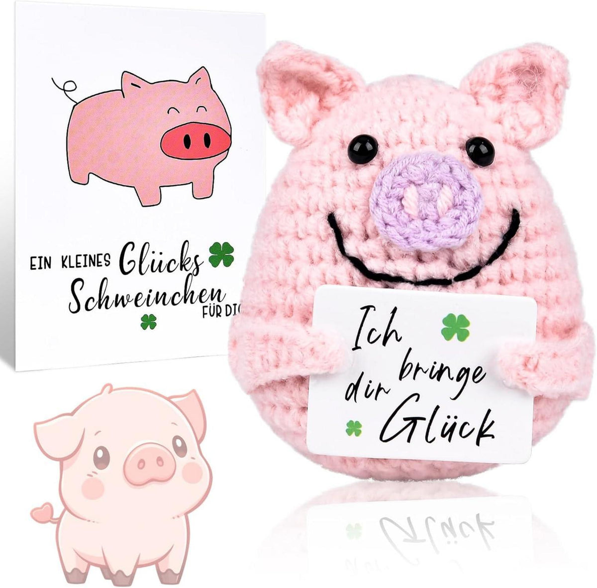 Positive Glücksbringer Schwein Geschenk für Freund Kollegen