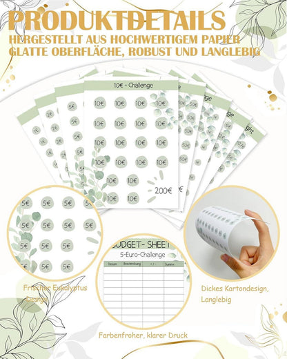 Budget Planner Deutsch-A6 Sparchallenge Eukalyptus 24pcs