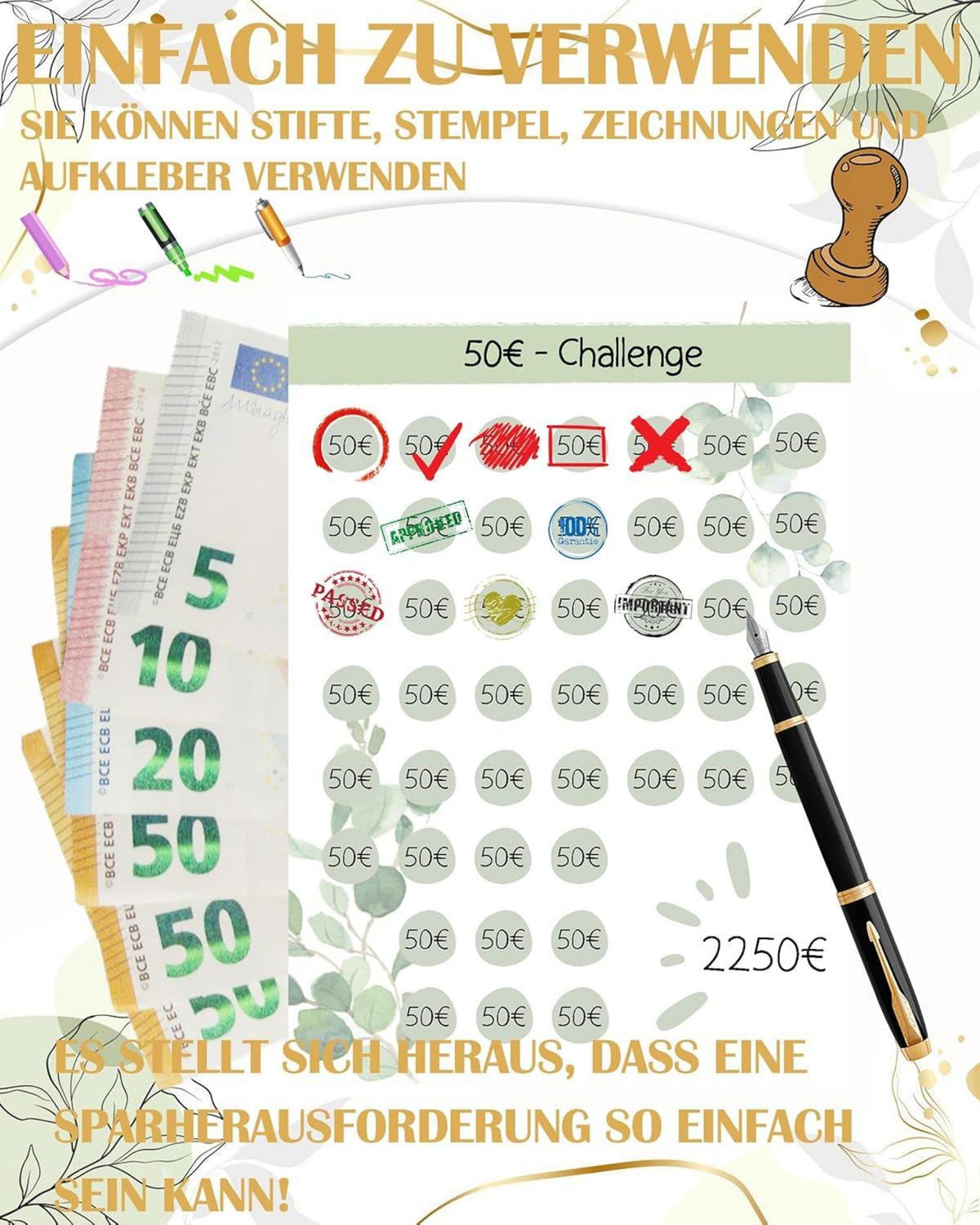 Budget Planner Deutsch-A6 Sparchallenge Budgetplaner Kit mit