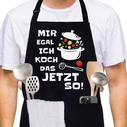 Lustige Kochschürze Schwarz Baumwolle Taschen Verstellbar
