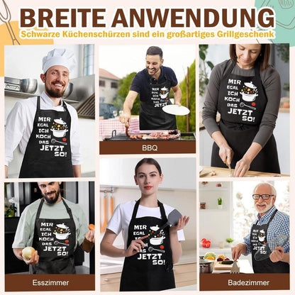 Kochschürze Baumwolle mit Taschen – Herren & Damen, Schwarz