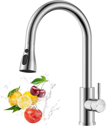 Wasserhahn Küche mit Brause 3 Strahlarten 360° Drehbar - Gebürstet