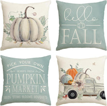 Herbst Kürbis LKW Blätter Deko Kissenbezüge 40x40 cm 4er Set
