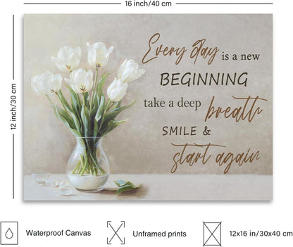 Motivierendes weiße Blumen Leinwand Poster 30x40 cm Wohnzimmer