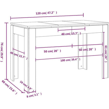 Esstisch Grau Sonoma 120x60 cm – Minimalistisch & Elegant