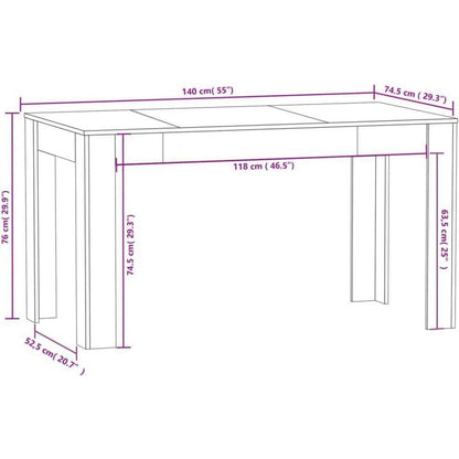 Esstisch Grau Sonoma 140x74,5 cm Holzwerkstoff