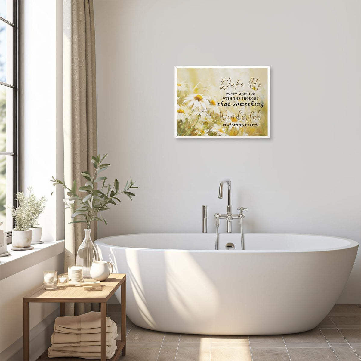 Motivierendes Leinwand Poster 30x40 cm Gänseblümchen Blumen, Inspirierendes Zitat, Wohnzimmer Deko