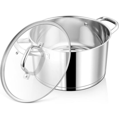 Großer Edelstahl Kochtopf 7,6L mit Glasdeckel, Induktion
