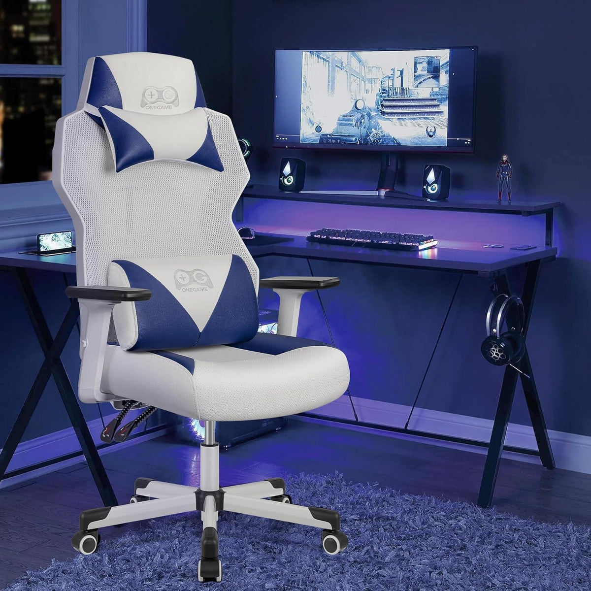 Video Gaming Stuhl Atmungsaktiver Racing Style Drehstuhl ergonomisch