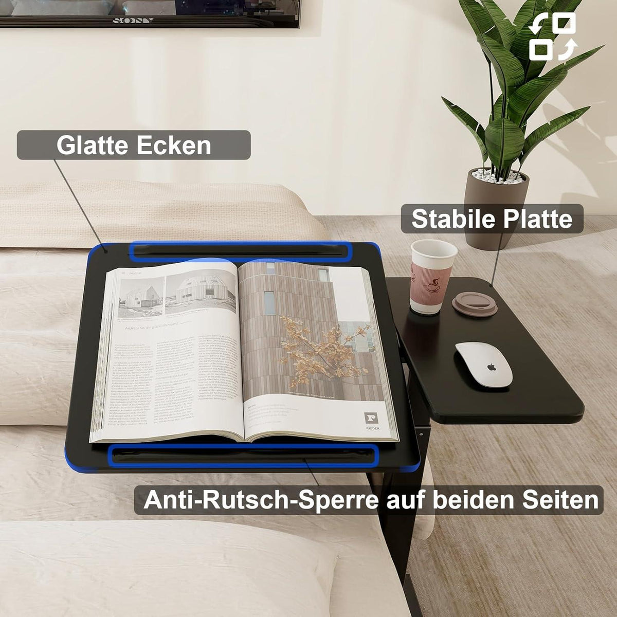 PUNCIA Laptoptisch höhenverstellbar drehbar mobil Stehpult Überbett-Tisch