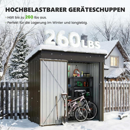 Metall Gartenhaus 1,5 m² Pultdach – Braun