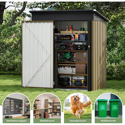 Metall Gartenhaus 1,5 m² Pultdach – Braun