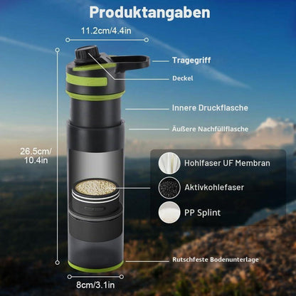 Wasserfilterflasche 800ml – Outdoor Trinkflasche mit Filter