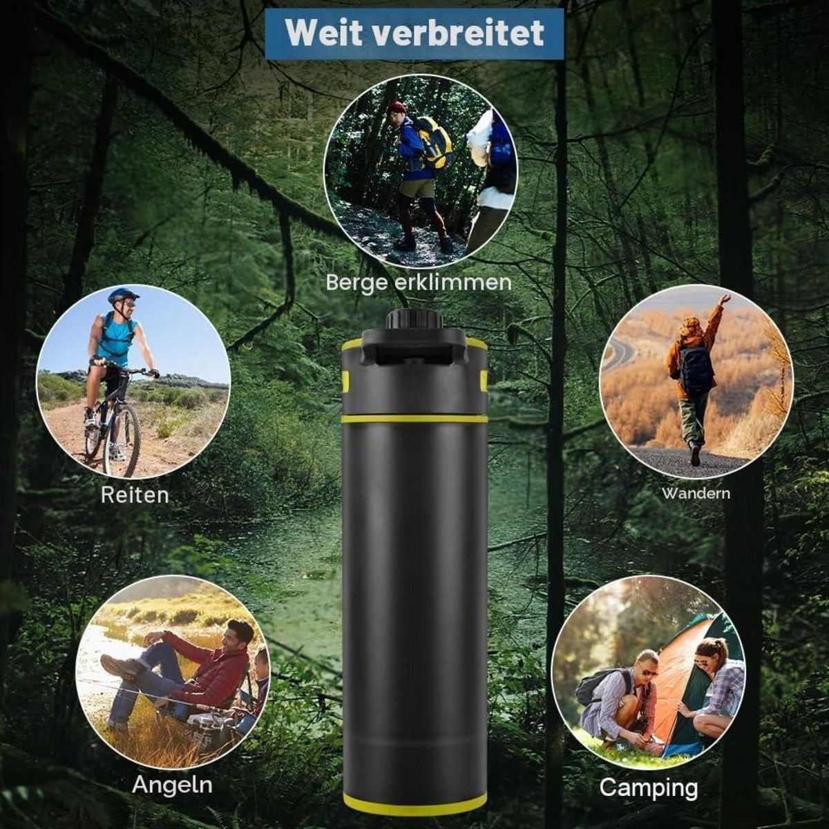 Wasserfilterflasche 800ml – Outdoor Trinkflasche mit Filter