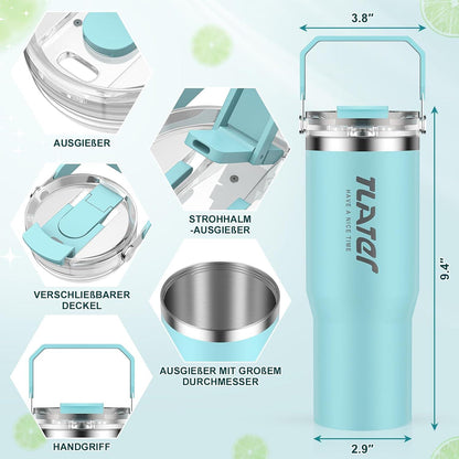Tlater Kaffeebecher to Go 30 oz mit Strohhalm und Deckel