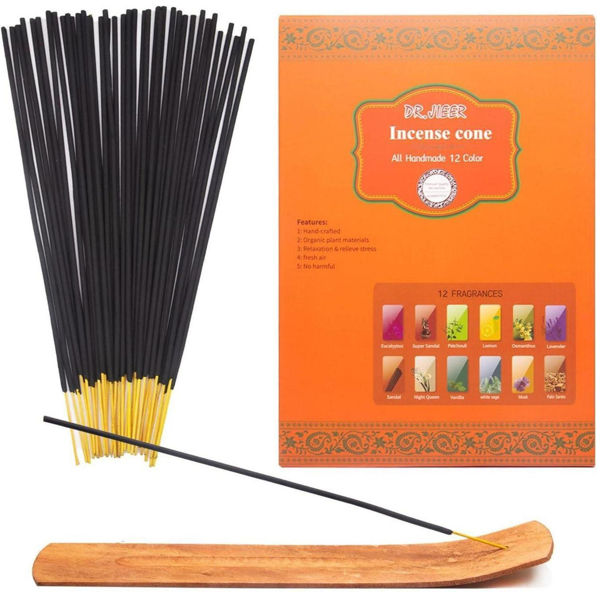 Räucherstäbchen Geschenkset 240 Sticks 12 Düfte Natur Räucherstäbchenhalter