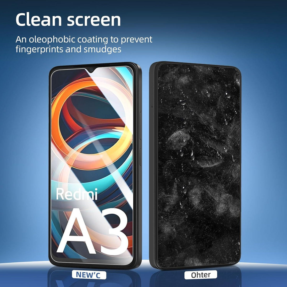 3er Pack Displayschutzfolie Xiaomi Redmi A3 Hartglas 0,33mm Ultra Transparent 9H