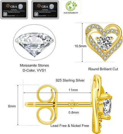 Moissanite Ohrringe Damen Silber 925 Blume Halo 1,0/2,0 Karat VVS1 Reinheit D Weißgold allergiefrei