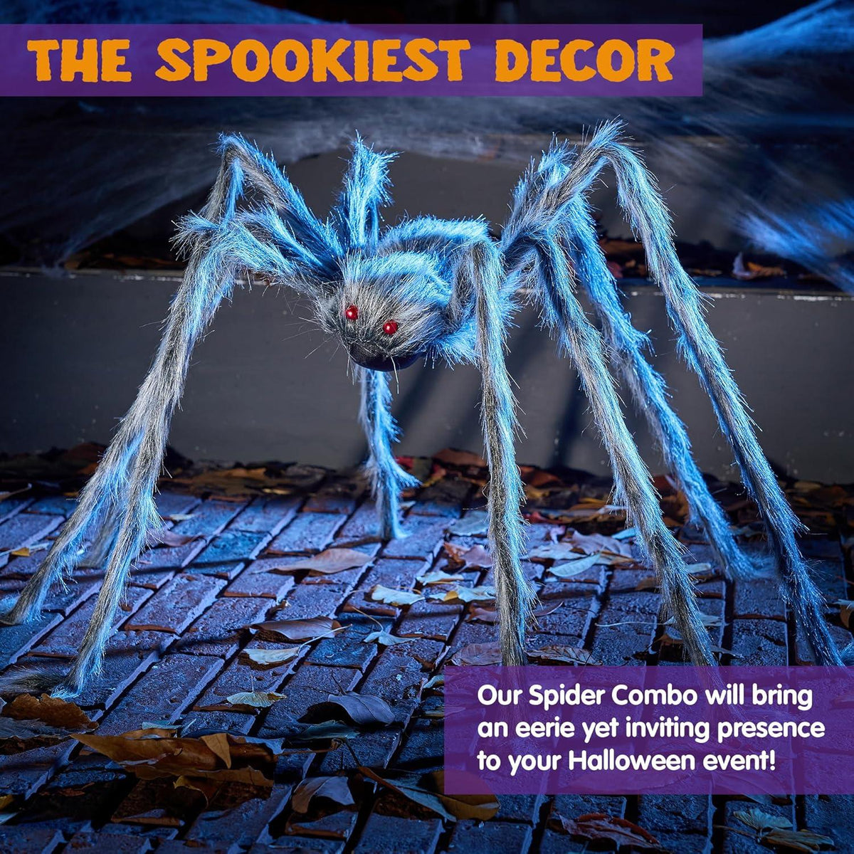 JOYIN 150cm Halloween-Riesenspinne Haarige Spinne grau Hof