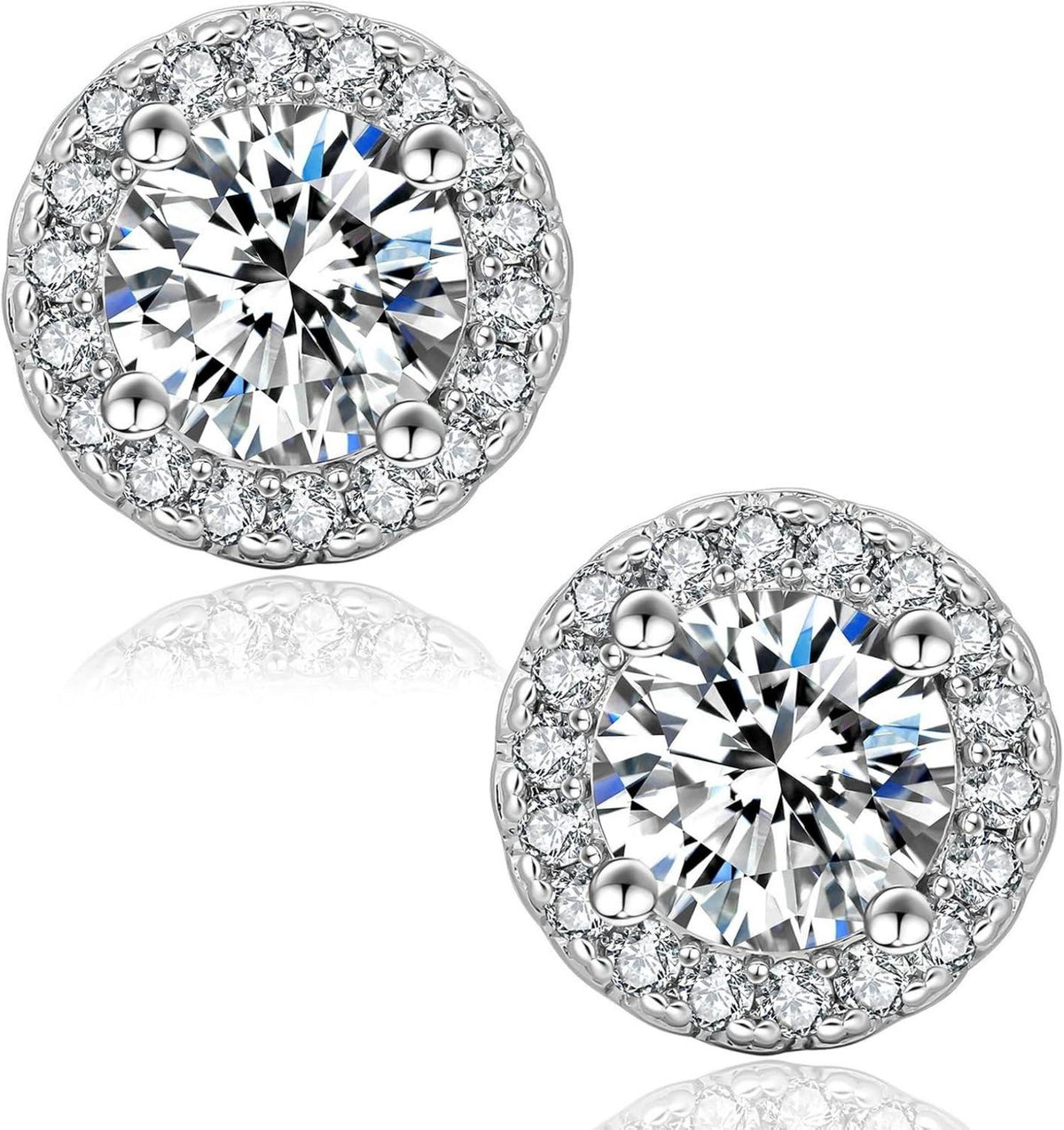 Moissanite Ohrringe Damen Halo 2,0 Karat Silber 925 Weißgold