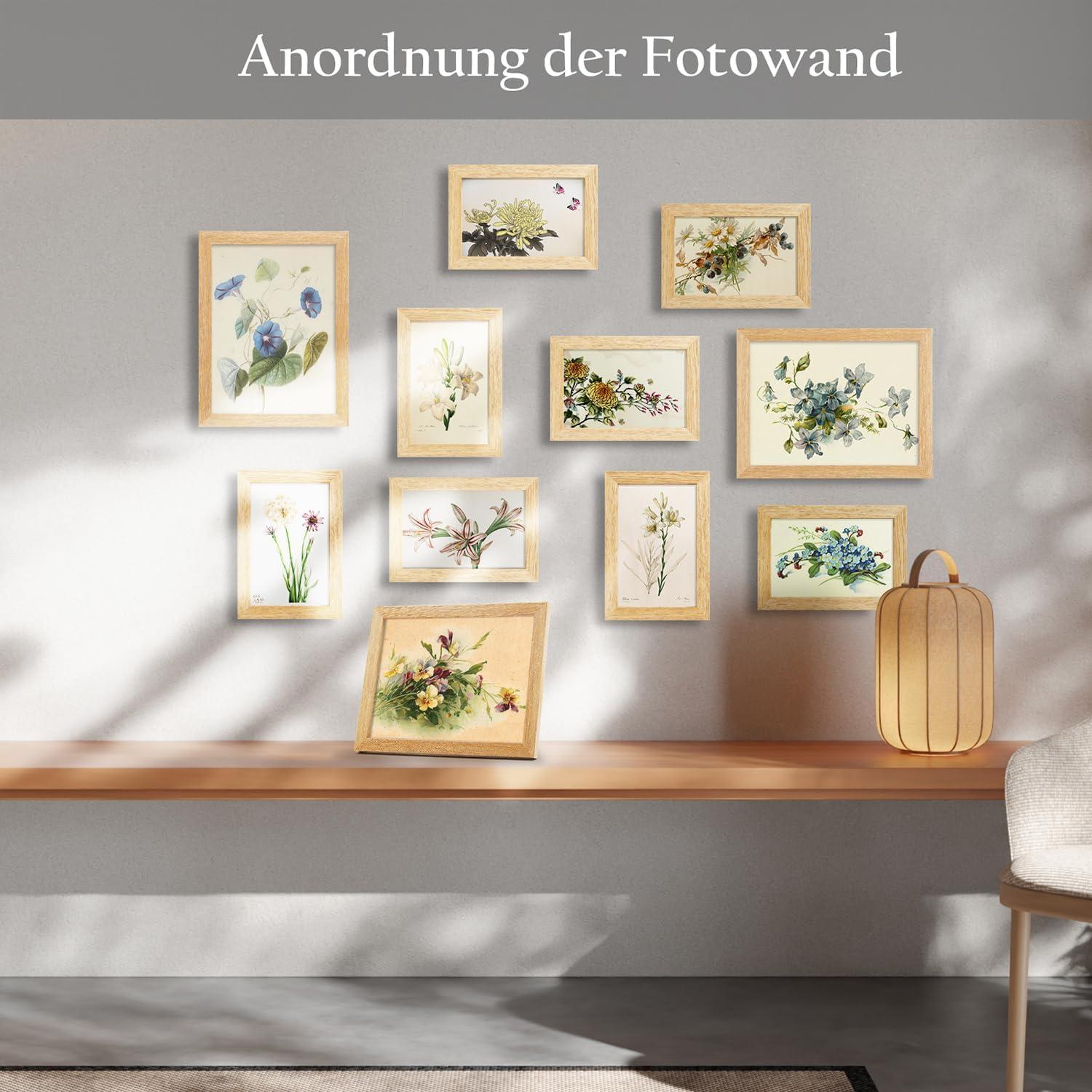 2x Kromapolis Bilderrahmen MDF Eichenoptik 15x20 cm Acrylglas Drehverschluss