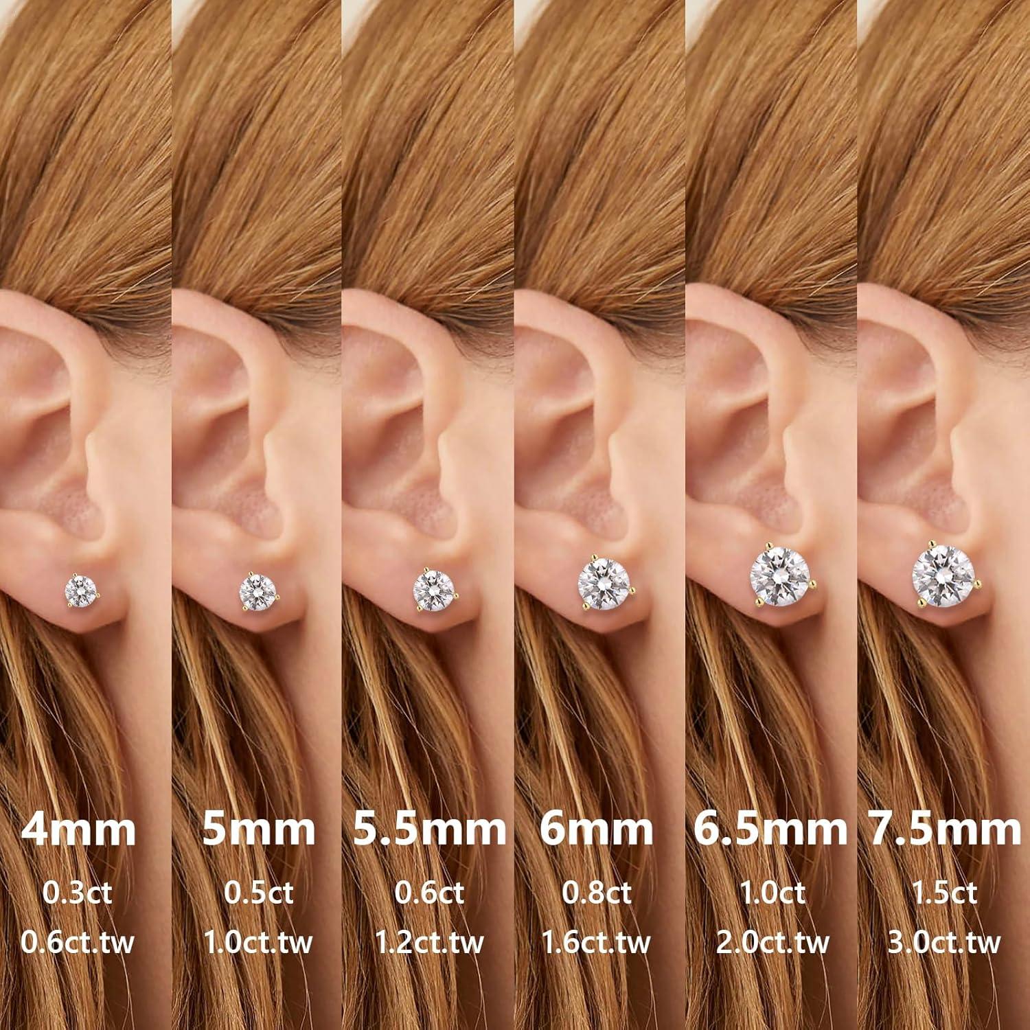 Moissanite Ohrstecker Silber 925 Damen 0,6-3 Karat Diamant VVS1 14K