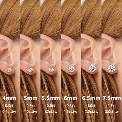Moissanite Ohrstecker Silber 925 Damen 0,6-3 Karat Diamant VVS1 14K
