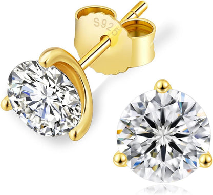 KRKC&CO Moissanite Ohrstecker 925 Silber Damen 1,6 Karat VVS1 D 14K Gold