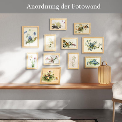 Bilderrahmen 4er Set 15x20 cm Eichenoptik Acrylglas Drehverschluss