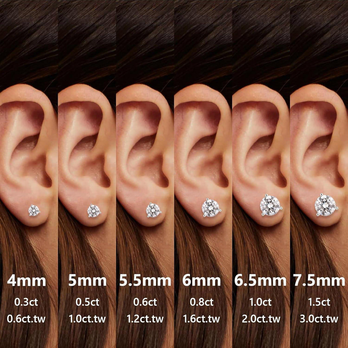 Moissanite Ohrstecker Silber 925 Damen VVS1 Diamant 1,2 Karat