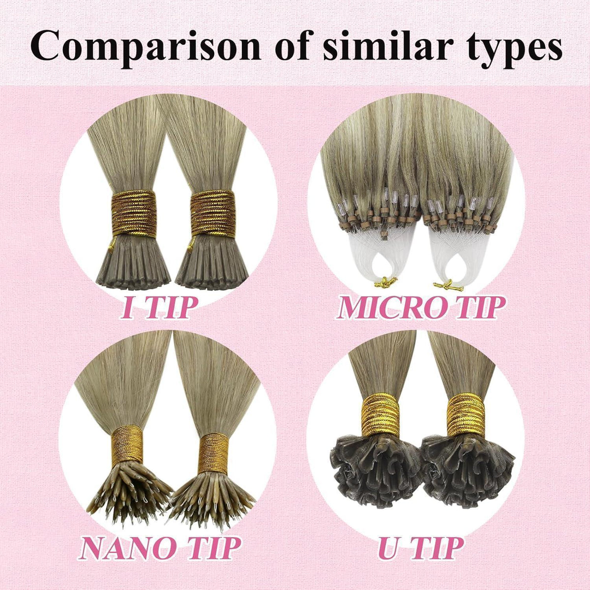 Echthaar Microring Extensions Ombre Aschblond 50cm