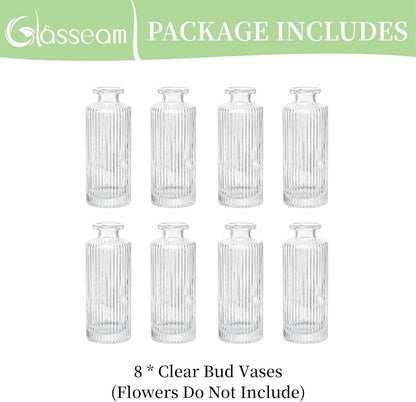 Kleine Kristall Blumenvasen Set 8tlg. Vintage Geriffelt Mini Vasen für