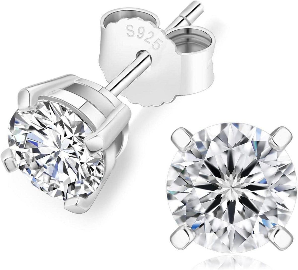 Moissanite Ohrringe Silber 925 Damen VVS1 D 14K Gelbgold/Weißgold
