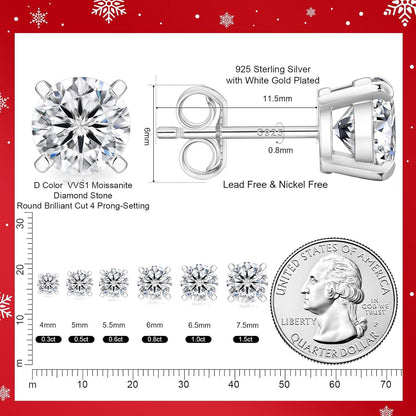 Moissanite Ohrringe Silber 925 Damen Diamant VVS1 14K Gold Geschenk