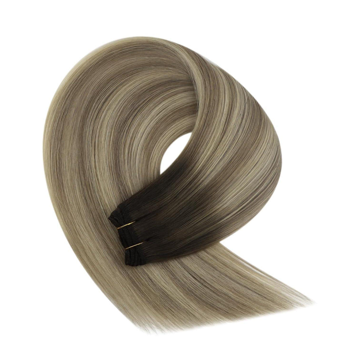 Echthaar Tressen Balayage Braun Ombre Blond 55cm