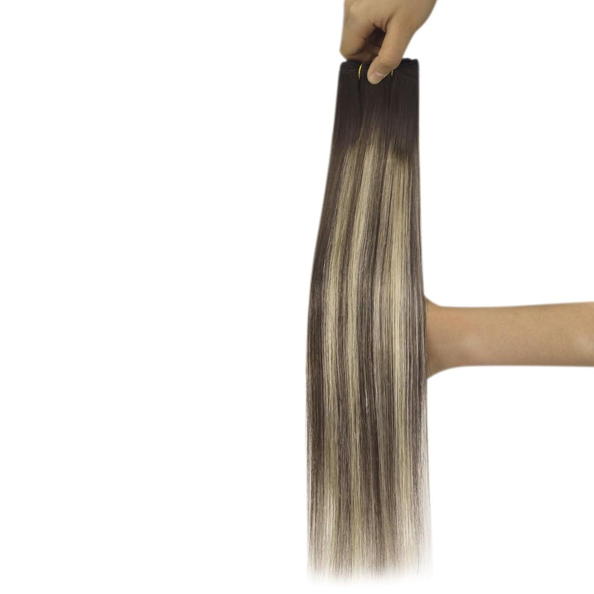 Echthaar Tressen Ombre Braun Aschblond 50cm Remy