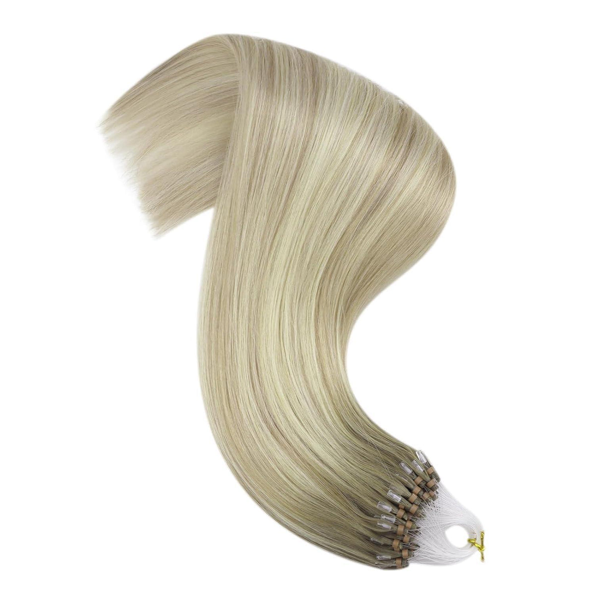 Echthaar Microring Extensions Ombre Aschblond 45cm