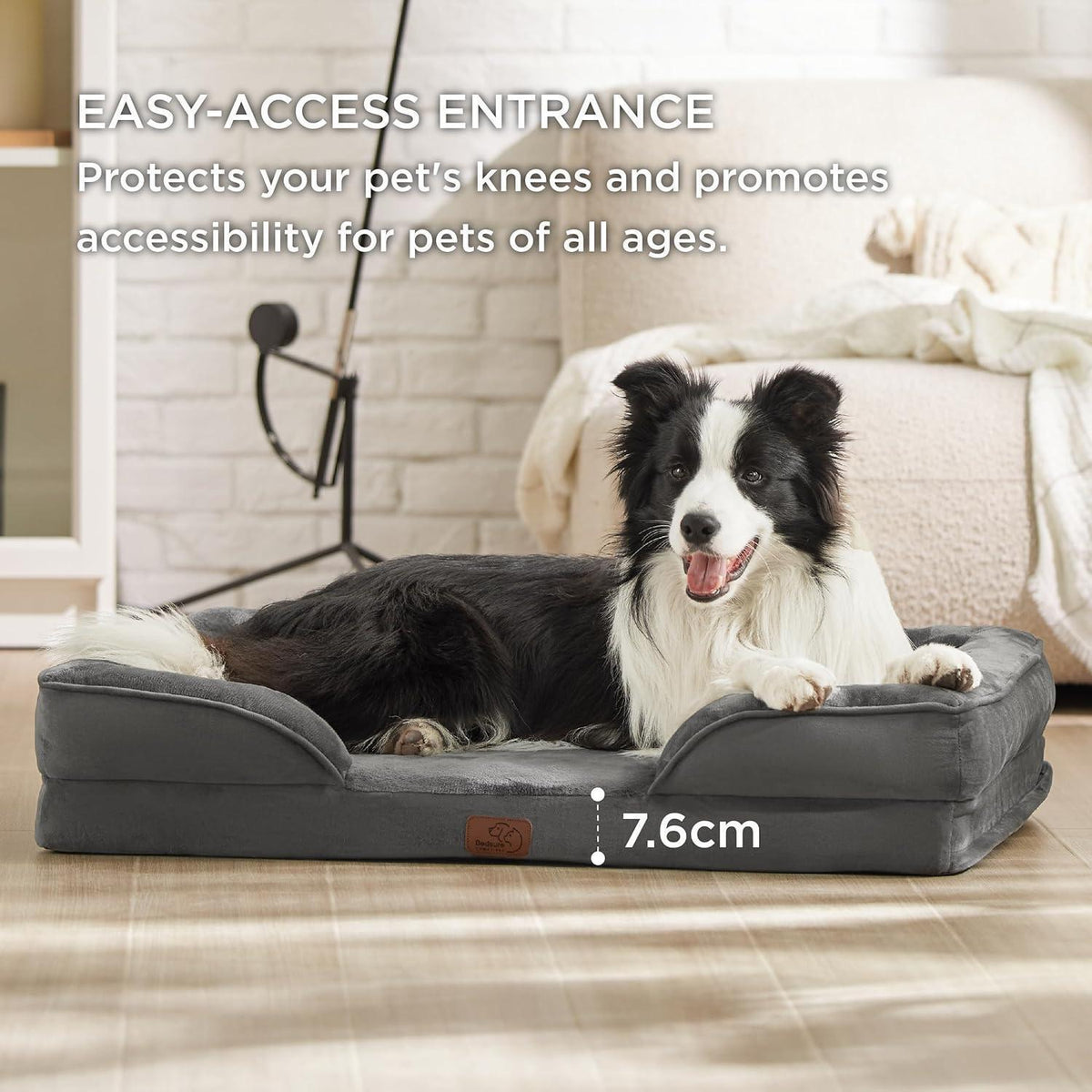Orthopädisches Hundebett L 89x63cm Dunkelgrau