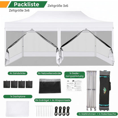 Faltpavillon 3x6m – Wasserdicht, Stabil & Mit Seitenwänden