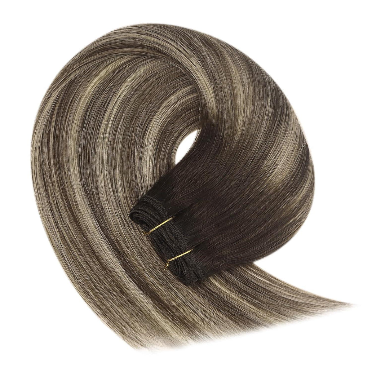 Echthaar Tressen Ombre Braun Aschblond 35cm Remy Weft