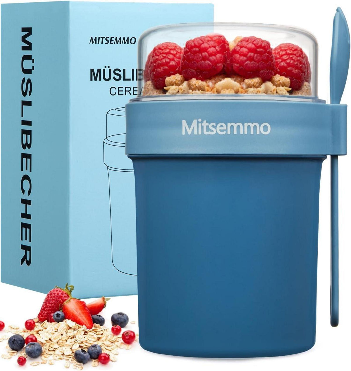 Müslibecher to Go mit Joghurtbecher und Löffel